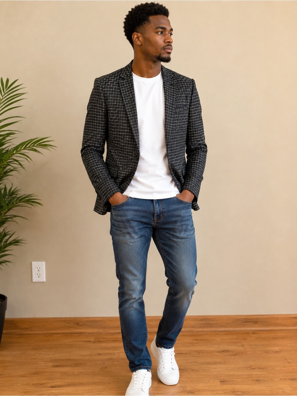 & Other Stories Black Windowpane Blazer